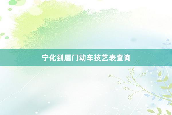 宁化到厦门动车技艺表查询
